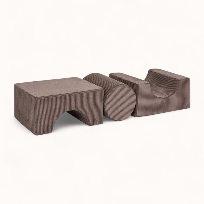 bloc de motricité bébé en velours côtelé marron
