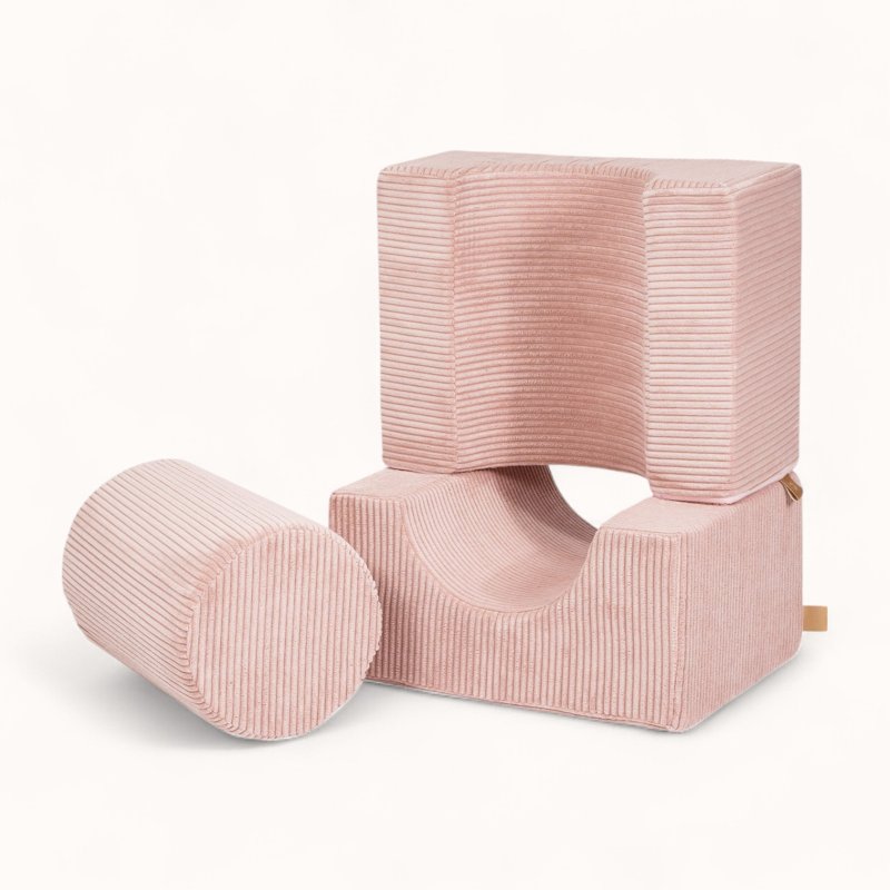 bloc de motricité bébé en velours côtelé rose