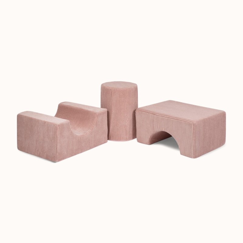 bloc de motricité bébé en velours côtelé rose