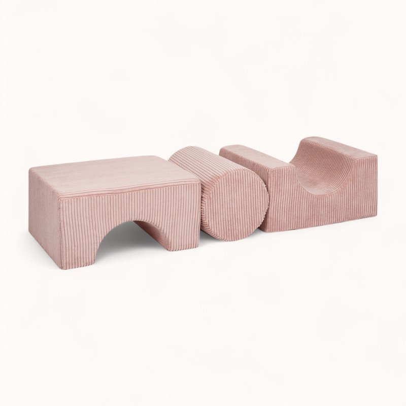 bloc de motricité bébé en velours côtelé rose