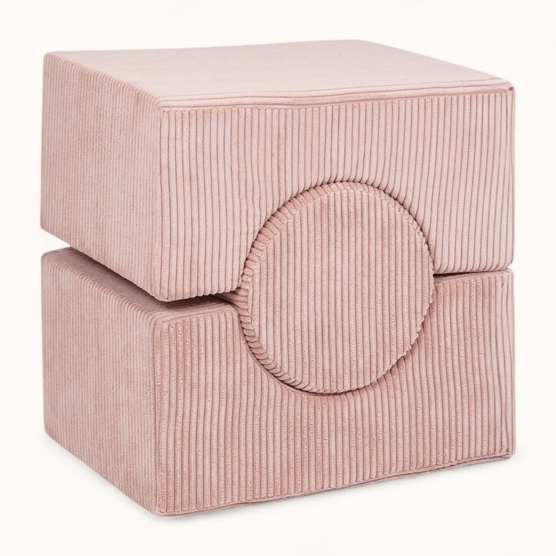 bloc de motricité bébé en velours côtelé rose
