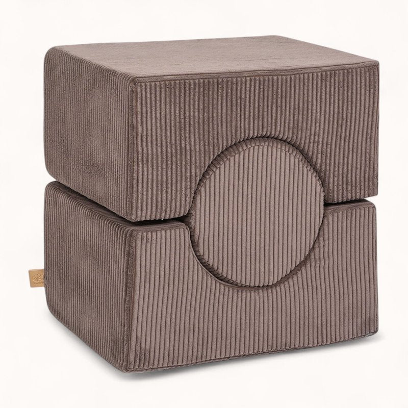 bloc de motricité bébé en velours côtelé marron