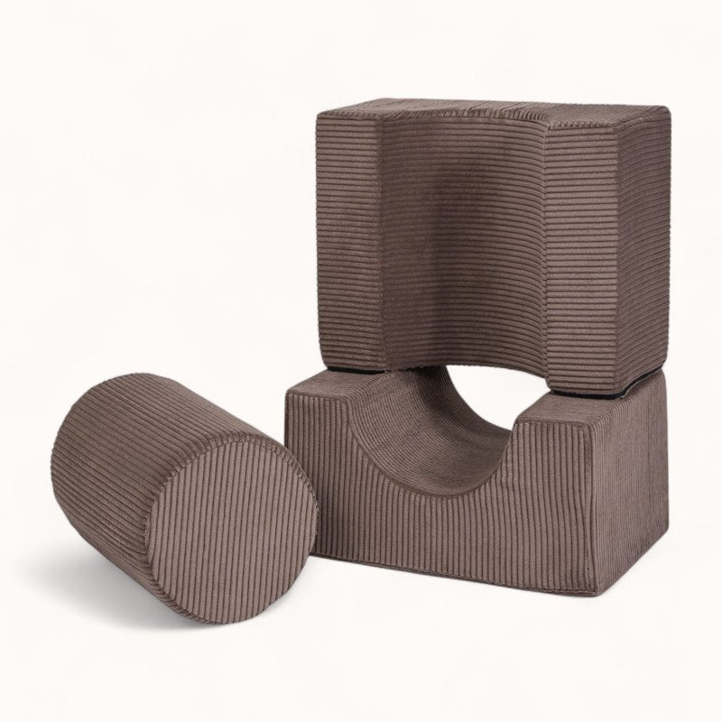 bloc de motricité bébé en velours côtelé marron