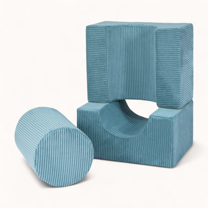 bloc de motricité bébé en velours côtelé bleu