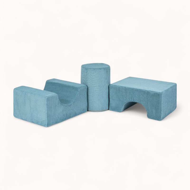 bloc de motricité bébé en velours côtelé bleu