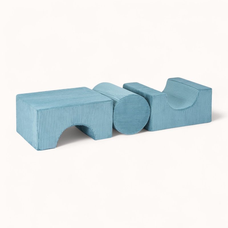 bloc de motricité bébé en velours côtelé bleu