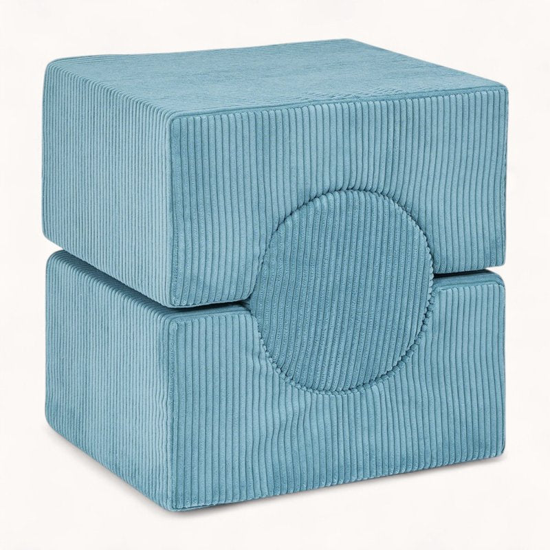 bloc de motricité bébé en velours côtelé bleu