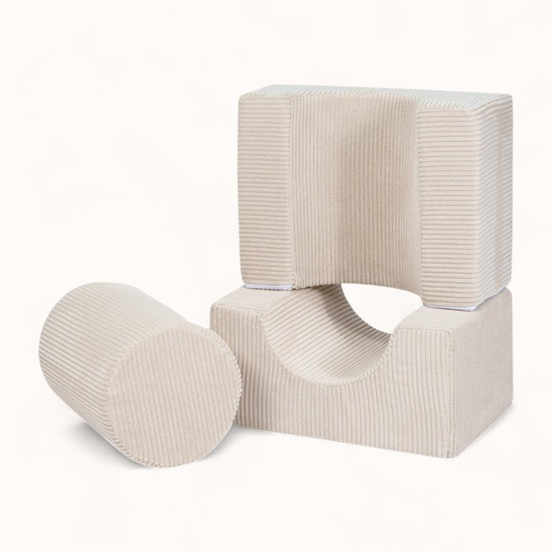 bloc de motricité bébé en velours côtelé beige