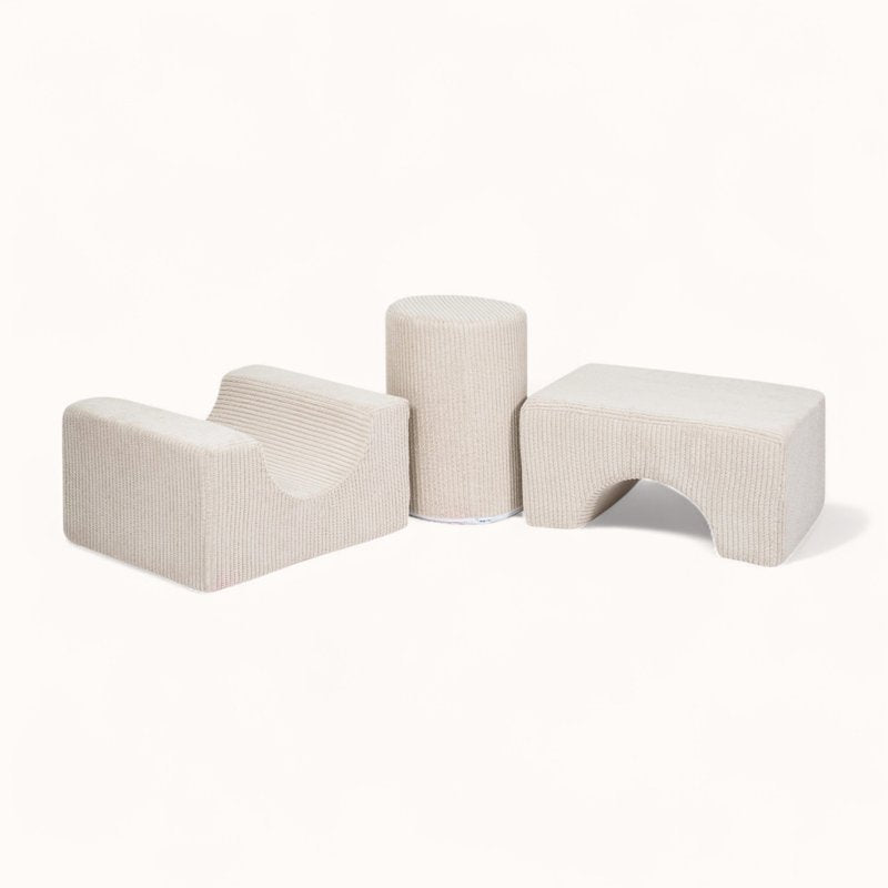 bloc de motricité bébé en velours côtelé beige