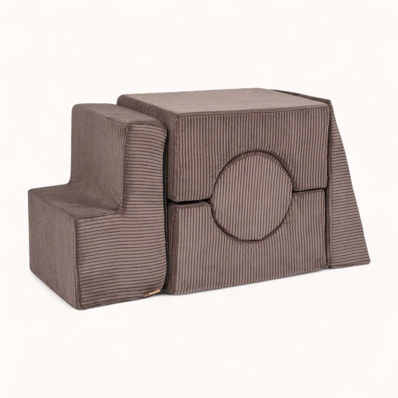 bloc moteur pour bébé en velours côtelé marron