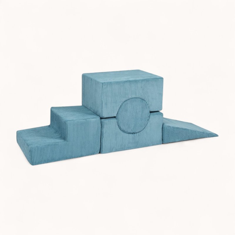 bloc moteur pour bébé en velours côtelé bleu