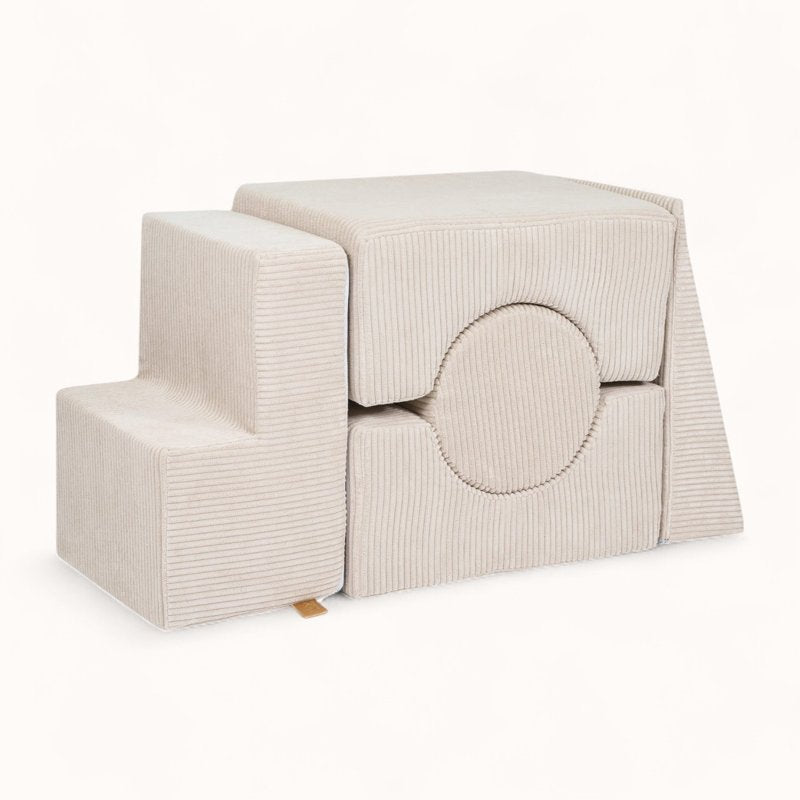 bloc moteur pour bébé en velours côtelé beige