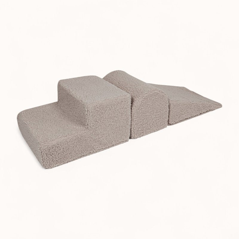 bloc parcours de motricité en tissu bouclette greige