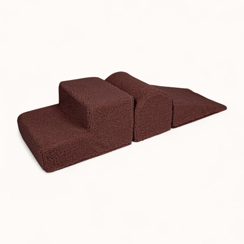 bloc parcours de motricité en tissu bouclette terracotta