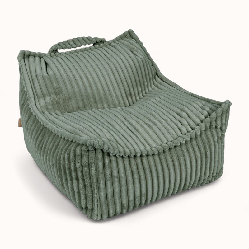 coussin pouf pour enfant en velours peluche vert sauge