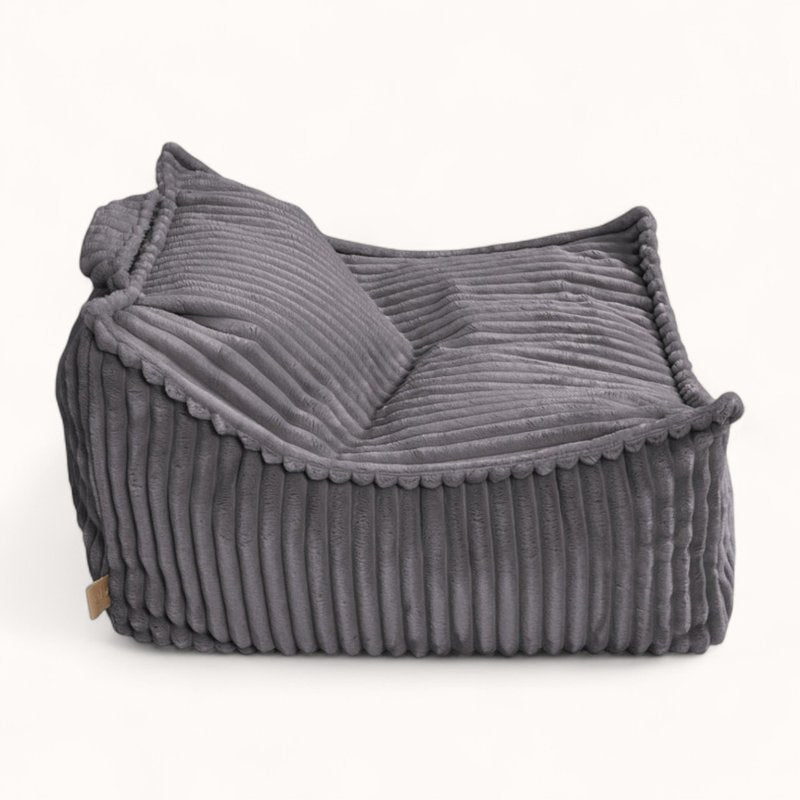 coussin pouf pour enfant en velours peluche gris anthracite