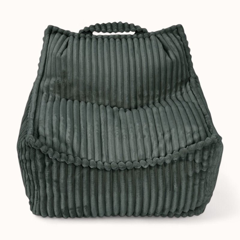 coussin pouf pour enfant en velours peluche vert forêt