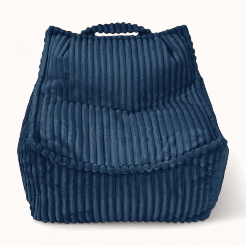coussin pouf pour enfant en velours peluche bleu nuit