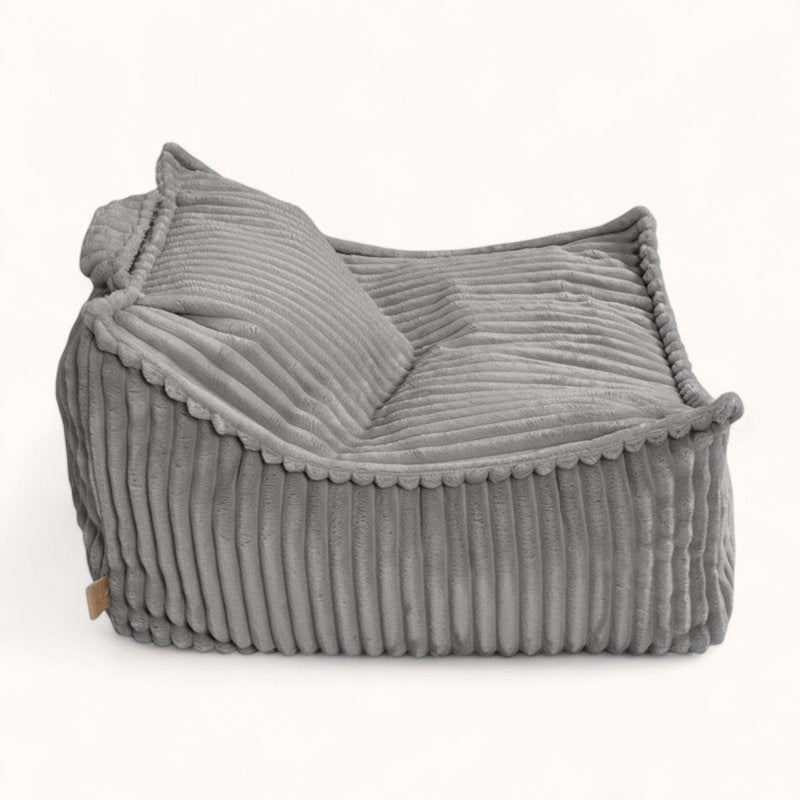 coussin pouf pour enfant en velours peluche gris perle