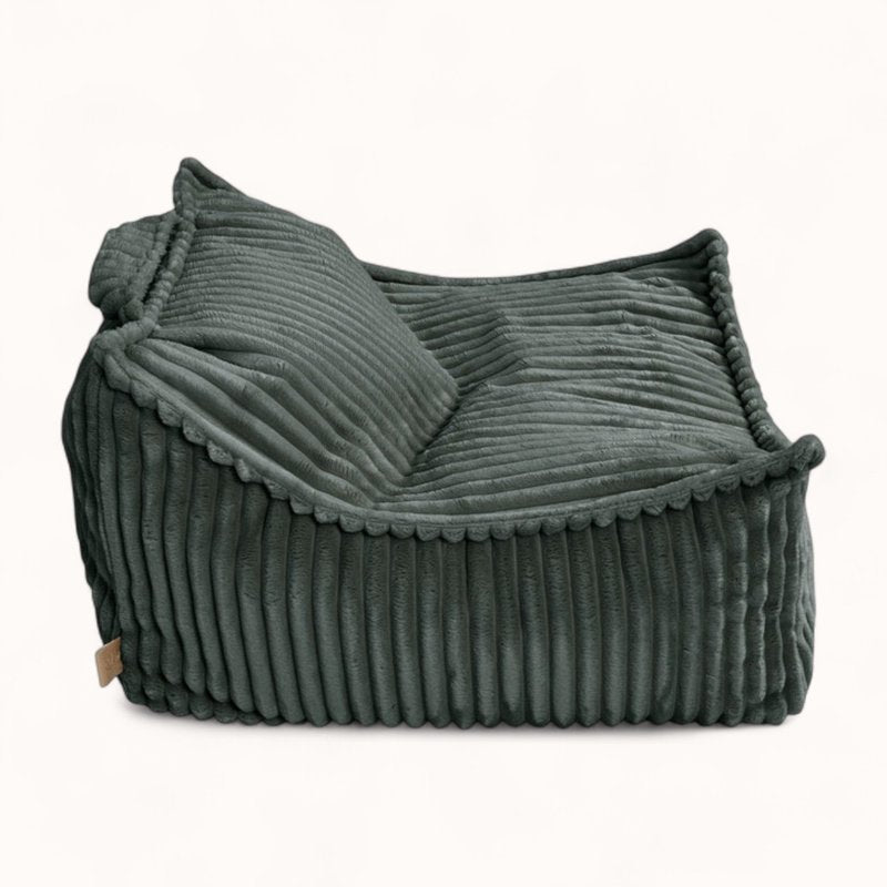 coussin pouf pour enfant en velours peluche vert forêt