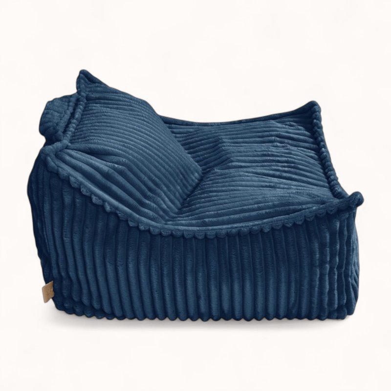 coussin pouf pour enfant en velours peluche bleu nuit