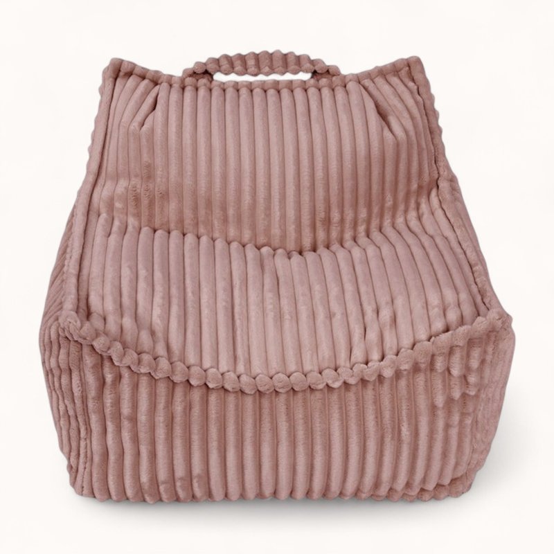 coussin pouf pour enfant en velours peluche vieux rose