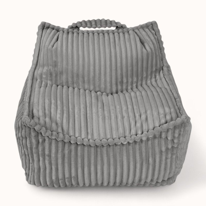 coussin pouf pour enfant en velours peluche gris perle