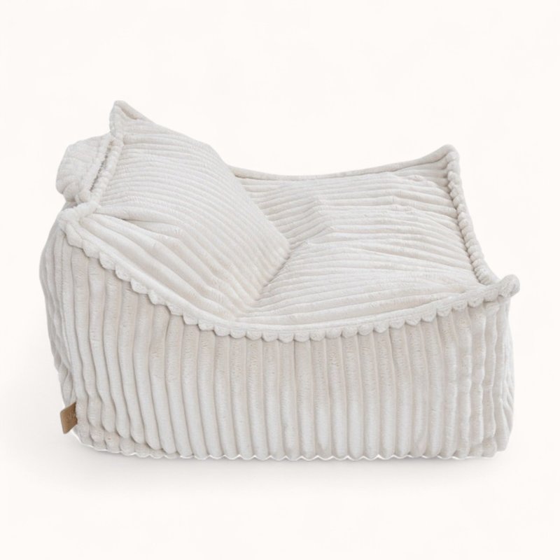 coussin pouf pour enfant en velours peluche blanc crème