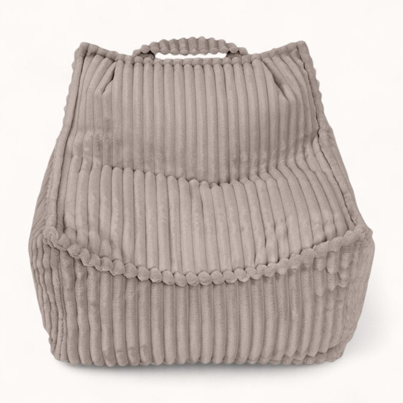 coussin pouf pour enfant en velours peluche beige sable