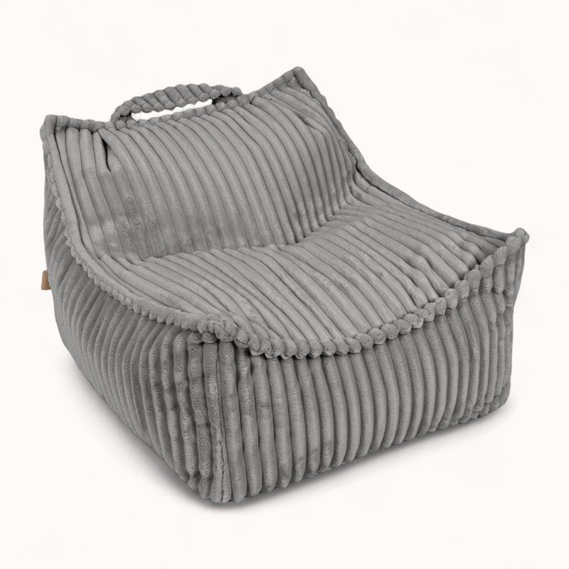 coussin pouf pour enfant en velours peluche gris perle
