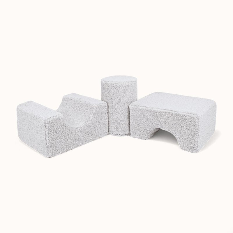 cube motricité bébé en tissu bouclette blanc