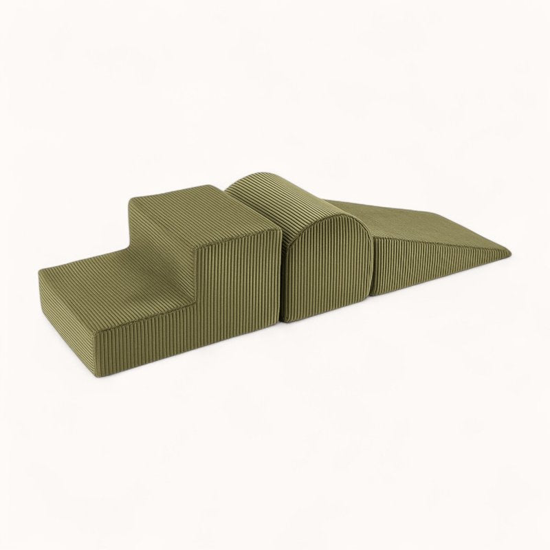 module de motricité pour bébé en velours côtelé marron vert kaki