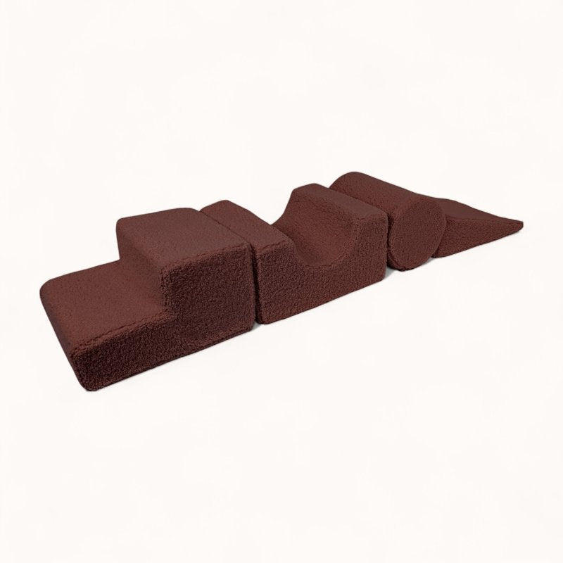 parcours de motricité pour enfant en tissu bouclette terracotta