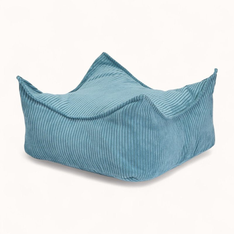 Petit Pouf pour Enfant en Velours Côtelé bleu