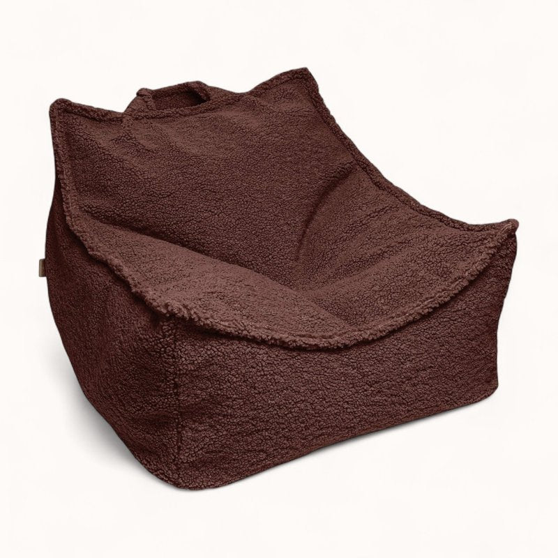Pouf à Billes pour Enfant en Tissu Bouclette terracotta