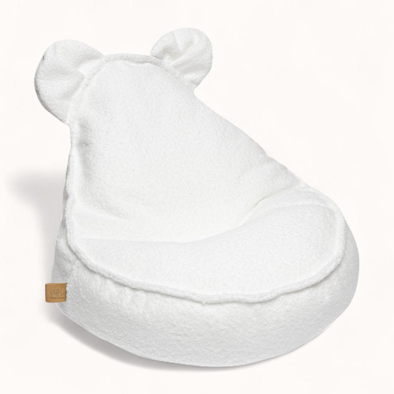 Pouf Animaux Enfant Ours en Tissu Bouclette blanc