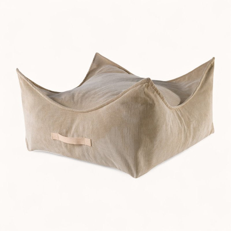 Pouf Enfant 2 ans en Velours Côtelé beige sable