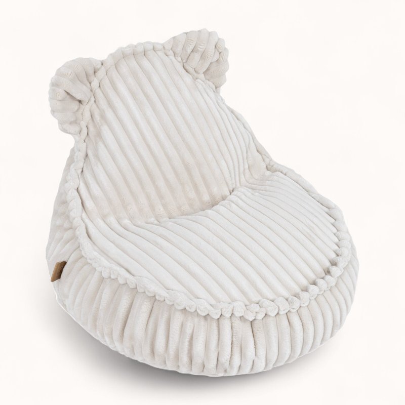 Pouf Peluche pour Enfant en Velours Boudoir blanc crème