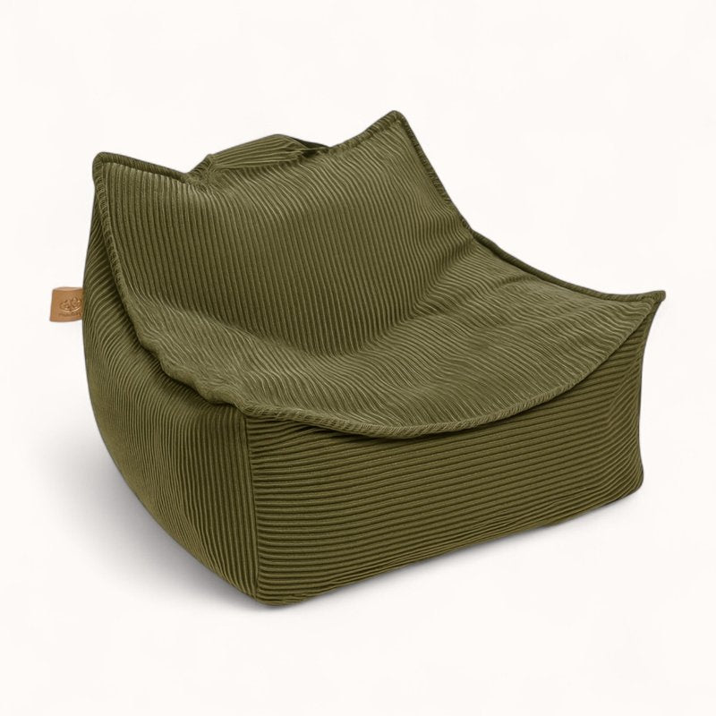 Pouf pour Enfant 10 Ans en Velours Côtelé Vert
