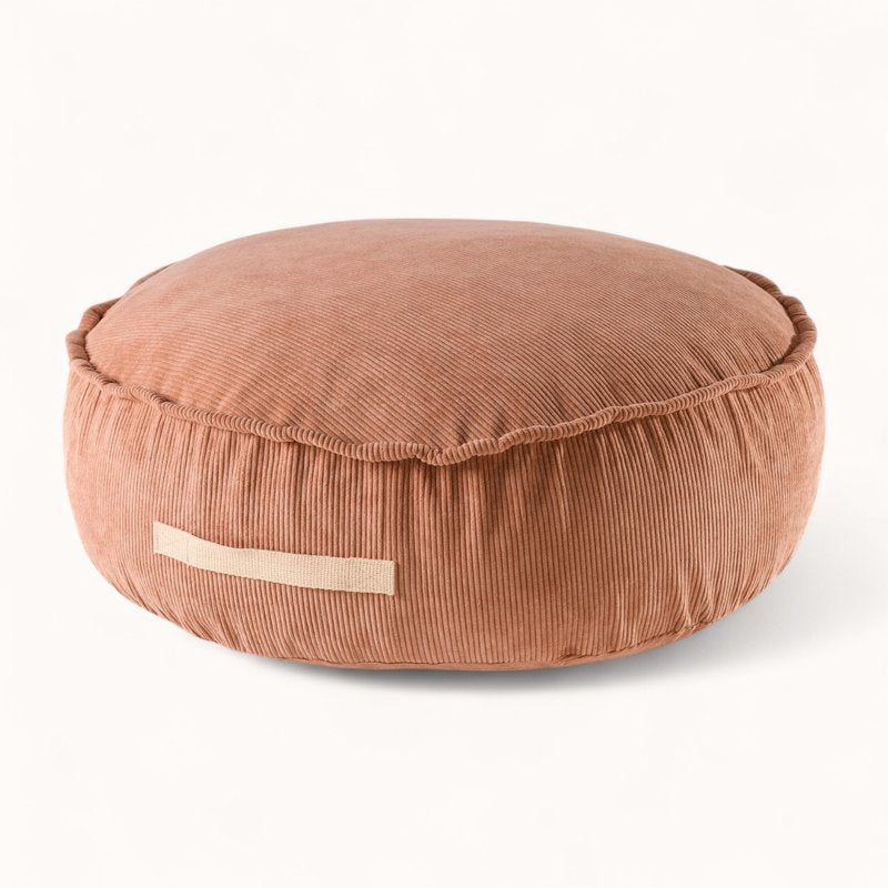 Pouf Rond pour Enfant en Velours Côtelé terracotta
