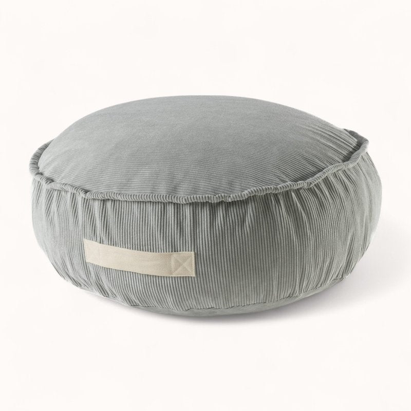 Pouf Rond pour Enfant en Velours Côtelé gris